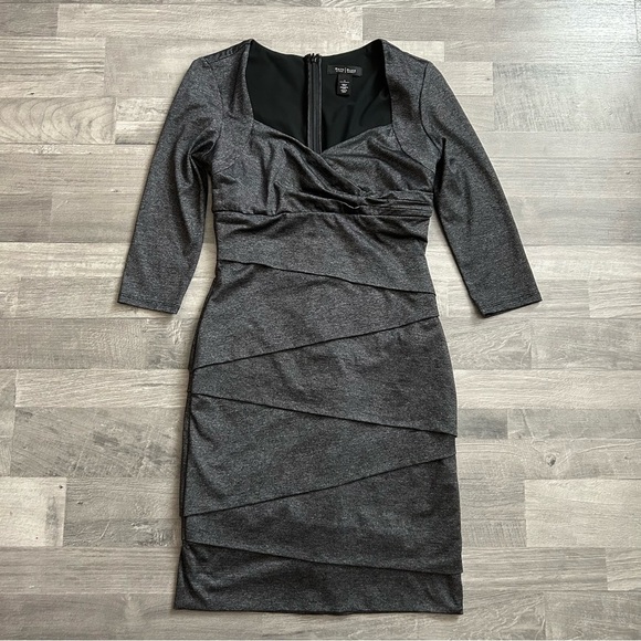 White House Black Market Instantly Slimming Dark Grey Shimmer Mini Dress - Picture 2 of 8